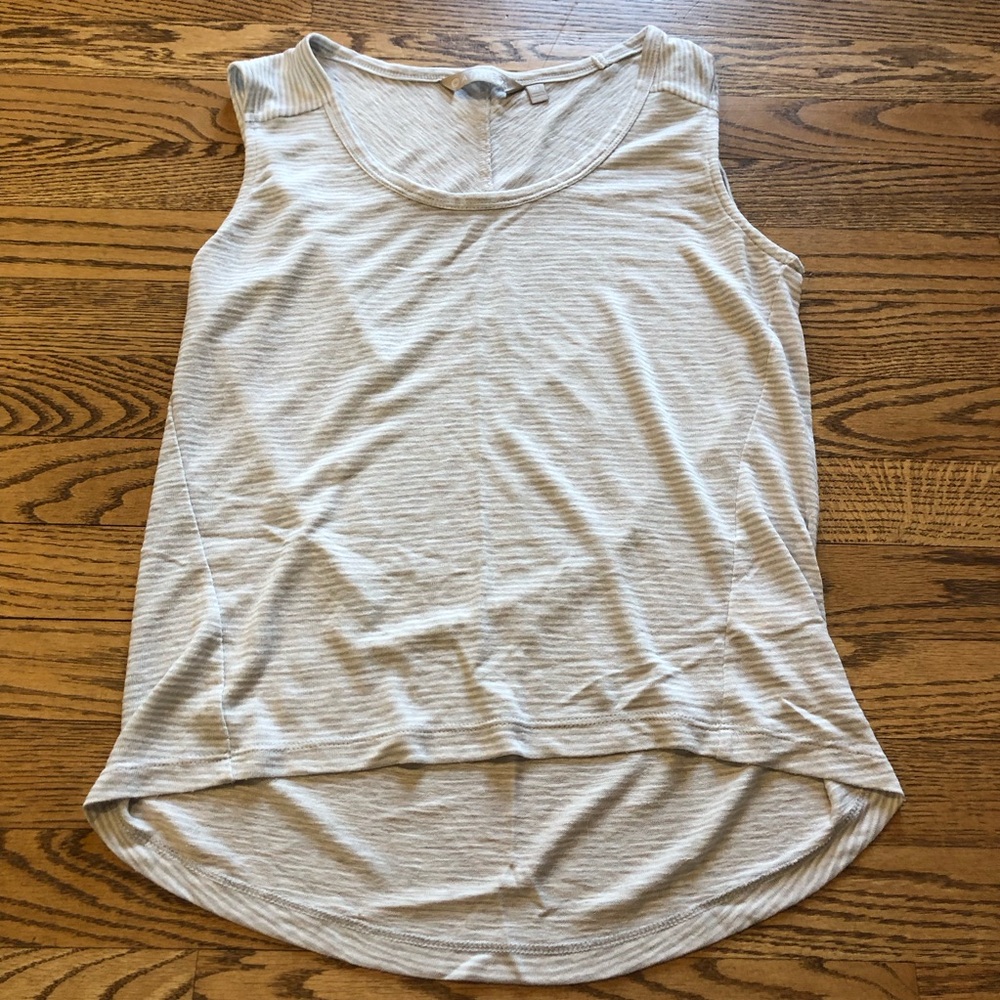 Athleta Tank Striped White Grey Lightweight